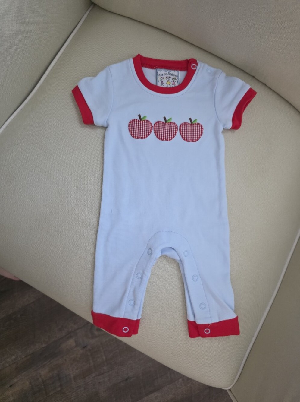 NWOT Three Sisters Apple Plaid Romper
